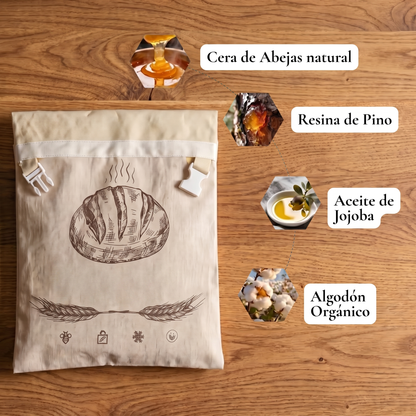 Colmena – Bolsa para pan de algodón y cera de abeja 100% natural